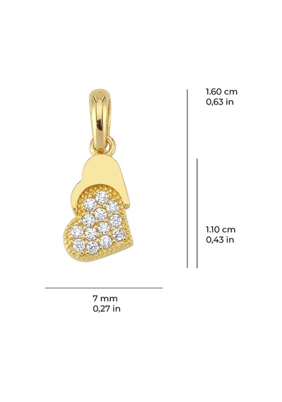 Goldkupe 14 Ayar Kalp Taşlı Altın Kolye Ucu 0,66 Gr-3237