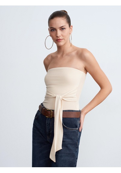 Dilvin 32841 Bağlamalı Bandeau Top-taş