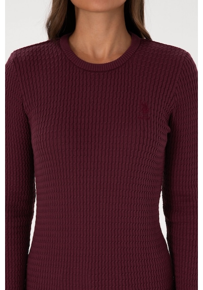 U.S. Polo Assn. Kadın Bordo Bisiklet Yaka Basic Kazak 50307763-VR177