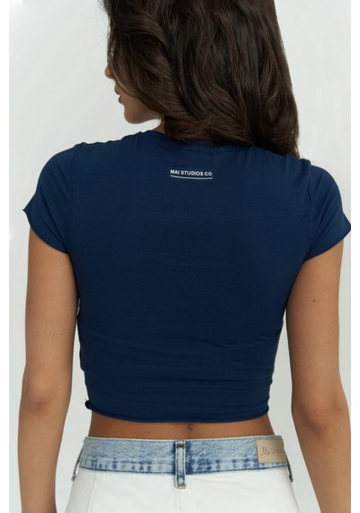 1606 - Mai Collection Toppin İndigo Penye Crop İndigo