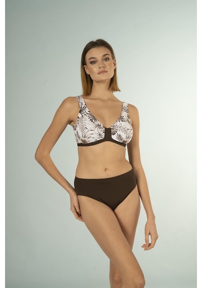 Estiva Desenli Luplu Toparlayıcı Bikini Takımı - Kahverengi