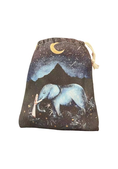 "fil Baskı Tarot Güvertesi Tesbesi - Oracle & Tarot Kartları İçin Drawstring Depolama Çantası" Çok Renkli