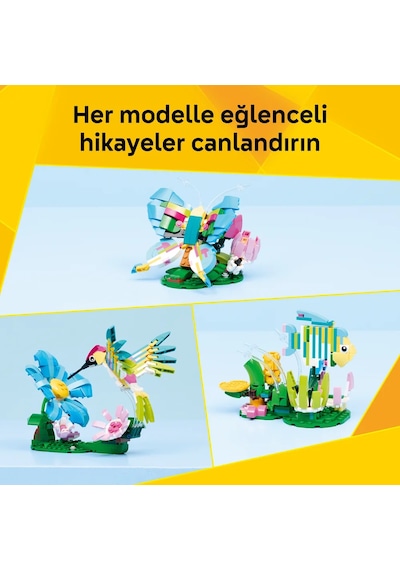 LEGO® Creator 3’ü 1 Arada Vahşi Hayvanlar: Renkli Sinek Kuşu 31384-8 Yaş ve Üzeri Çocuklar için Yaratıcı Oyuncak Yapım Seti (312P)