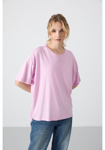 Oversize Fit Basic O Yaka 5li Paket Kadın T-shirt - 97285 Siyah - Beyaz - Yeşil
