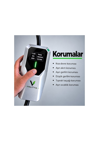 Elektrikli Araç Şarj Cihazı/istasyonu Seyyar/taşınabilir Ac 7 Kw 32 Amper Ev Tipi