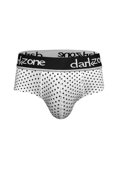 Darkzone Erkek Puantiye Desenli Beyaz Pamuklu Lastikli Slip Külot