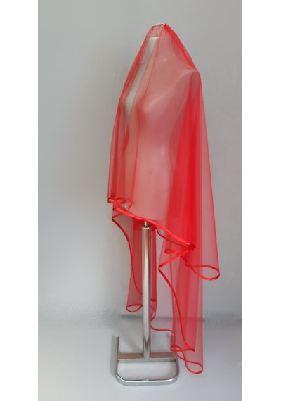 Suzanna Moda Kırmızı Uzun Hayal Tül 1.50cm Boy Saten Biyeli 2 Kat Kına Duvağı