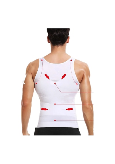 Fitformgiyim Corset Beyaz Erkek Atlet Korse Atlet Bel Göğüs Göbek Jinekomast Toparlayıcı Dik Duruş Beyaz