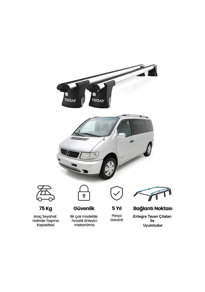 Trio-ı Mercedes-benz Vito 1997-2003 Uyumlu Kilitli Ara Atkı 135cm Port Bagaj Tavan Barı
