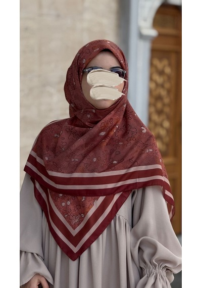 Qalortex Scarf Pamuklu Soft Minâ Desen Eşarp-taba