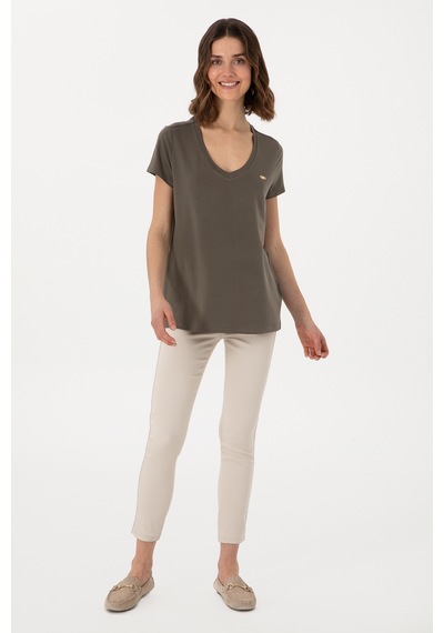 U.S. Polo Assn. Kadın Vizon Basic Tişört 50300829-VR052