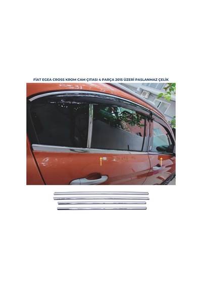 Ebal Otomotiv Fiat Egea Cross Krom Cam Çıtası 4 parça 2015 ve üzeri P.Çelik