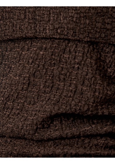 Koton Dantel Detaylı Uzun Kollu Omzu Açık Slim Fit Tişört Kahverengi 5wak50370ek Kahve