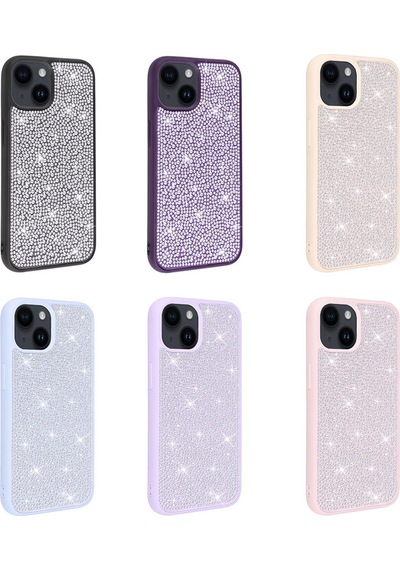 Apple Uyumlu iPhone 14 Plus Kılıf Parlak Taşlı Tasarım Zore Ston Kapak Beyaz