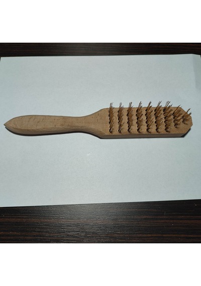 Hşap Saplı Sarı Çelik Telli Fırça , Temizlik Fırçası,