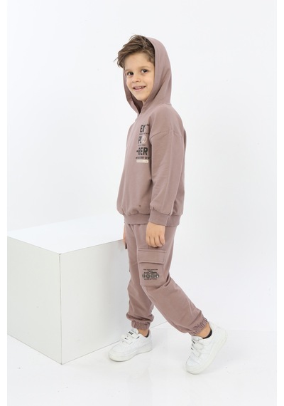 Toontoy Kids Toontoy Erkek Çocuk Explorer Baskılı Eşofman Takım Kahverengi