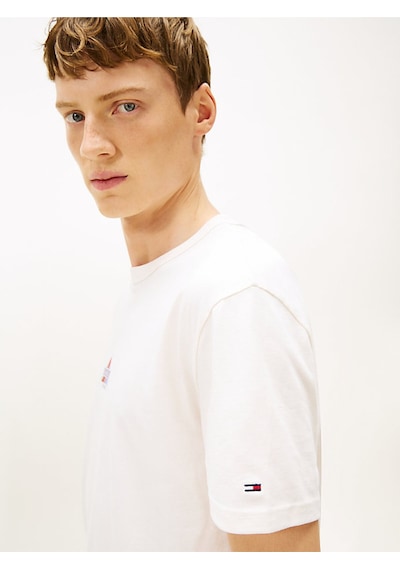 Tommy Jeans Erkek T Shirt Dm0dm22311 Ybh Beyaz Beyaz