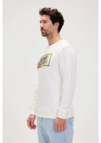 Bad Bear Caen Beyaz Erkek Baskılı Sweatshirt Siyah