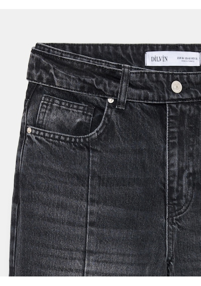 Dilvin 72381 %100 Pamuk Kemer Detaylı Jean Siyah