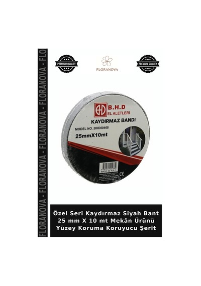 Özel Seri Kaydırmaz Siyah Bant 25 Mm X 10 Mt Mekân Ürünü Yüzey Koruma Koruyucu Şerit