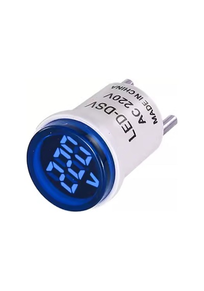 Ac 220v Voltmetre Yuvarlak Mavi Eu Plug Prize Takılabilir Fiş Gerilim Şebeke Test Led Voltaj Göster