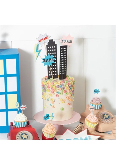 Meri Meri - Superhero Cake Topper - Süper Kahraman Pasta Süsü Tüm Yaşlar