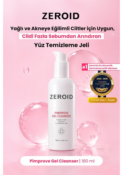 Akneye Eğilimli Ciltler İçin Yağ-nem Dengesi Sunan Yüz Temizleme Jeli Zeroıd Pimprove Gel Cleanser