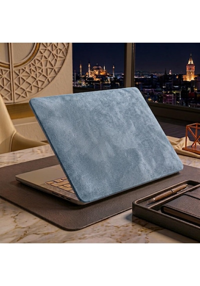 Kendinden Yapışkanlı Alcantara Laptop Kaplama 48x30 Cm Süet Doku Arka Kapak Çizilme Önleyici Koruyucu Skin 053 - Mat Açık Mavi