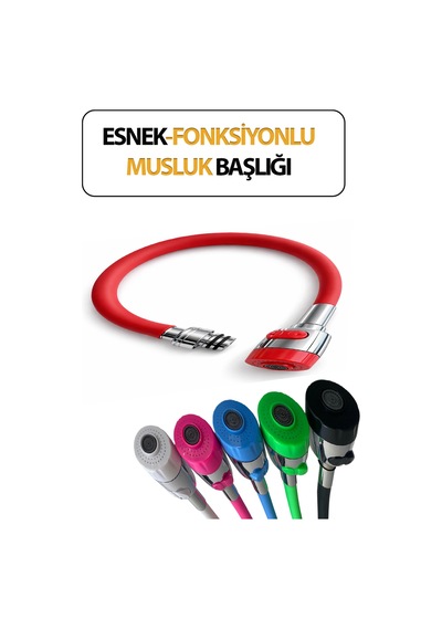 Oynar Başlıklı Spiral Esnek 2 Fonksiyonlu Lavabo & Mutfak Musluk Ucu Kırmızı Renkli Musluk Başlığı