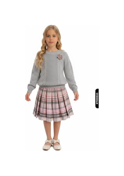 Xo Kids Kız Çocuk Elbise 8-12 Yaş 4069 Gri