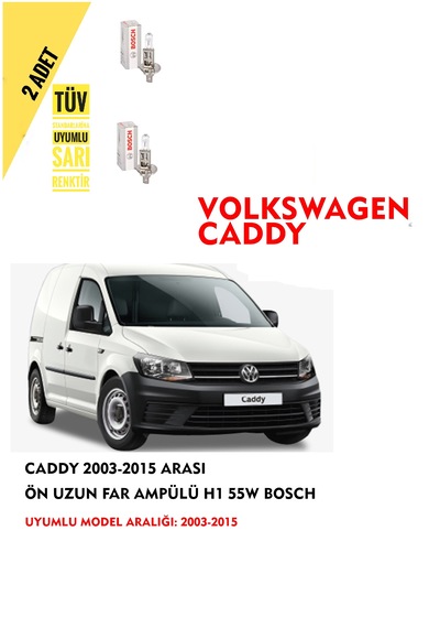 Caddy 2003-2015 Arası Ön Uzun Far Ampülü 2 Adet Sarı Renk