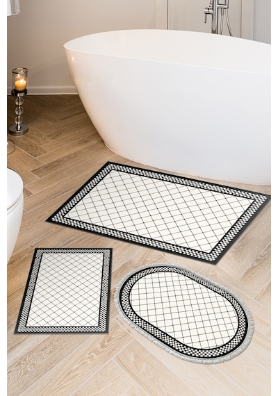 Dekoreko Kaymaz Taban Djt 3 Lü Banyo Paspas Takımı Trend Karışık Modern 603m krem