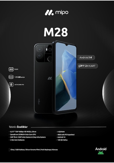 Mipo M28 4 GB 128 GB (Distribütör Garantili)