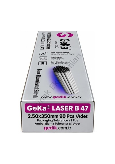 Geka Laser B 47 Bazik Kaynak Elektrod E7018 H4 2,50x350 Mm - 1 Paket 90 Adet