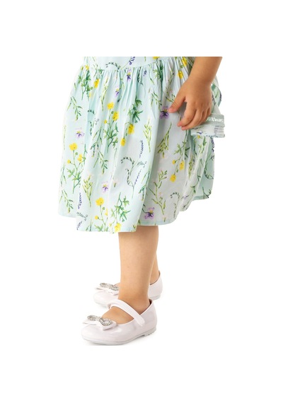 Kiko Kids Papyon Taşlı Cırtlı Kız Çocuk Babet Ayakkabı 254 Cilt Beyaz 001