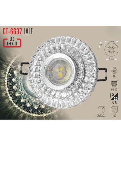Ct-6637 Lale Cam Spot Ampülsüz Led Efekli 10 Adet Beyaz