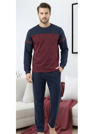 Erse %100 Pamuklu Üç İplik Erkek Eşofman-pijama Takımı - 9083391534348 Lacivert