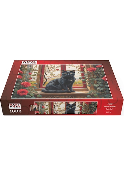 Nova Puzzle 1000 Parçalı Pencere Önündeki Siyah Kedi Puzzle - 41202
