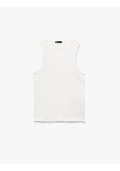 Koton Pamuklu Kolsuz Bisiklet Yaka Slim Fit Atlet Beyaz 6sam30006mk