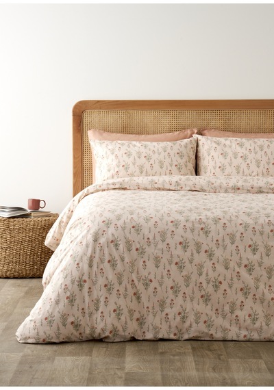 %100 Pamuk Ranforce Lora Çift Kişilik Nevresim Takımı Pudra 200x220 Cm Çok renkli