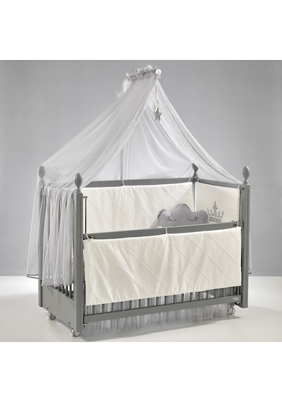Meltem Kids Kral Sallanır Ahşap Anne Yanı Beşik 60x120 cm (gri-motto gri) Gri