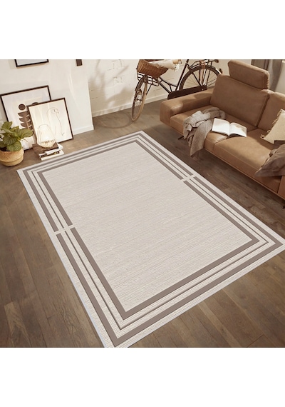 Rovigo Home Dijital Baskı Yıkanabilir Kaymaz Taban Salon Halısı Rvg0466 Kahverengi