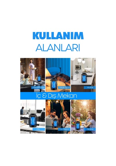 Uv Işıklı Elektrikli Sinek Öldürücü Askılı Kulplu İç Dış Mekan Kablolu Sessiz Koku Yapmaz Beyaz