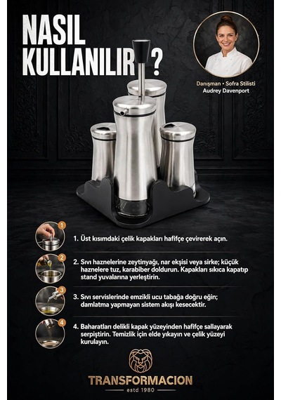 Inox 4lü Standlı Yağlık Sirkelik Tuzluk Biberlik Seti Endüstriyel Cam Salata Sosluk Takımı Paslanmaz Çelik 72348 Diğer