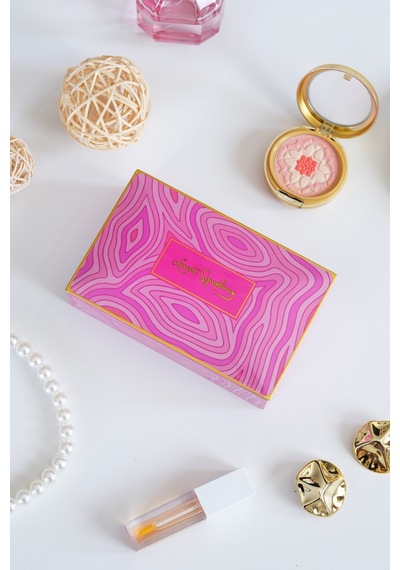 Premium Pembe Dalga Desen Dekoratif Organizer Kutu Takı, Makyaj, Dikiş Ve Aksesuar Saklama Kutusu 160x102x50 Mm
