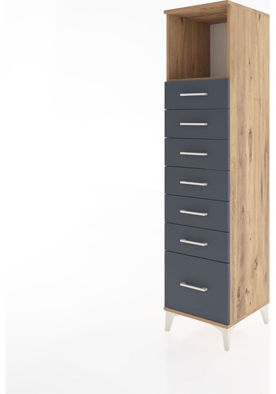 Hyperion Dolap Tek Raflı 7 Çekmeceli 44x44x182 Çam-antrasit Çam