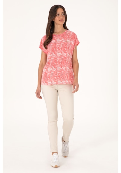 U.S. Polo Assn. Kadın Pembe Desenli Bisiklet Yaka Tişört 50305761-VR167