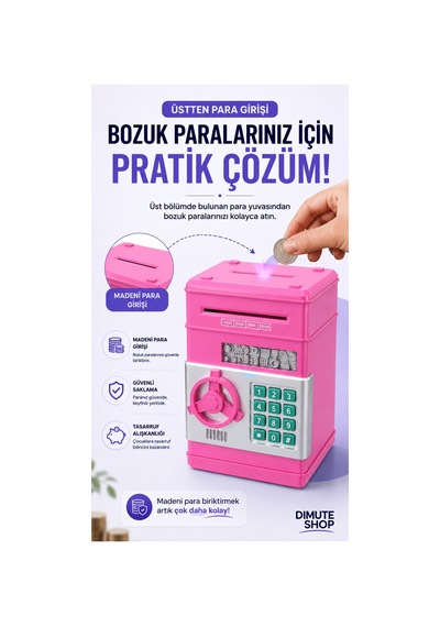 Atm Kumbara Şifreli Elektronik Para Kasası Otomatik Para Çeken Çocuk Kumbararası - 890405982