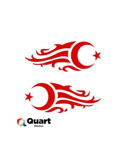 2 Adet Alevli Ay Yıldız Oto Sticker Araba Sticker (346506852)