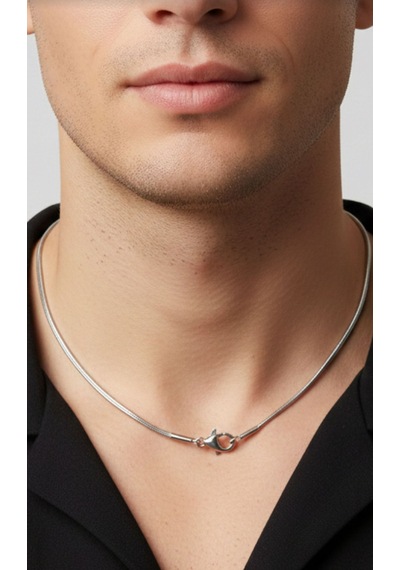Erkek İnce Çelik Kolye 1mm 9201 Gümüş
